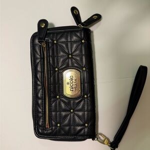 Nicole Black Quilted Phone Case with Gold Accents